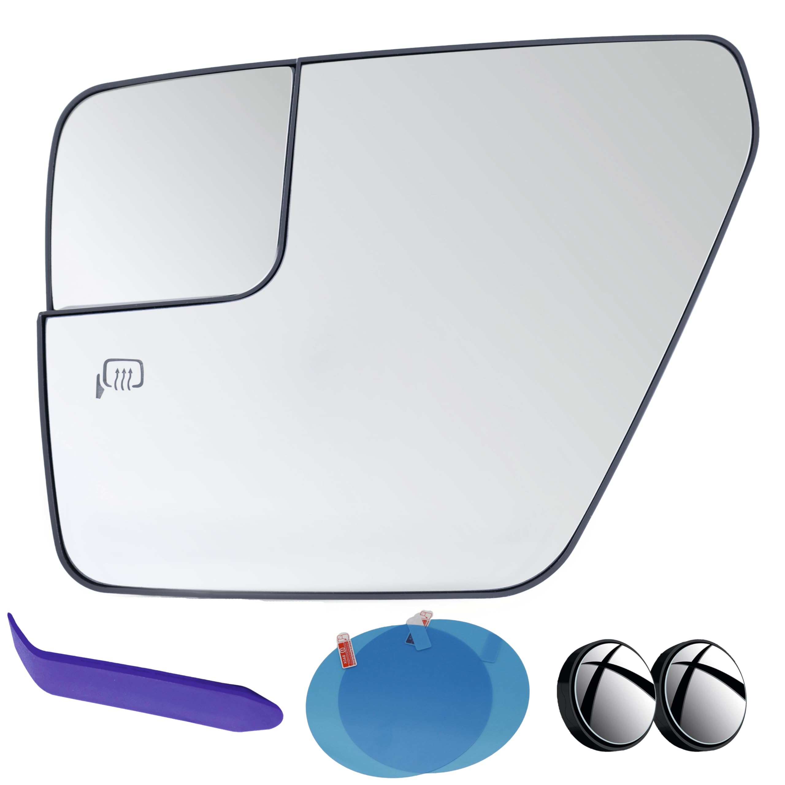 EAP Driver Side Mirror Glass Compatible with Ford F150 2021-2026, F150 Lightning 2022-2026, Heated Without Auto Dimming ML3Z17K707K FO1324205