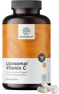 HealthyWorld Liposomales Vitamin C - 240 Pflanzenkapseln - 1200 mg Vitamin C pro Tag - mit Hagebutte und Sonnenblumen - Ph...