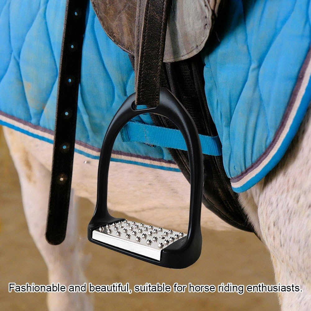 Staffa per Cavallo, 1 Paio di Staffe Equitazione Durevoli Ad Alta Resistenza, Staffe di Sicurezza in Metallo Pedane per Staffe Equestri con Cuscinetto in Gomma Antiscivolo