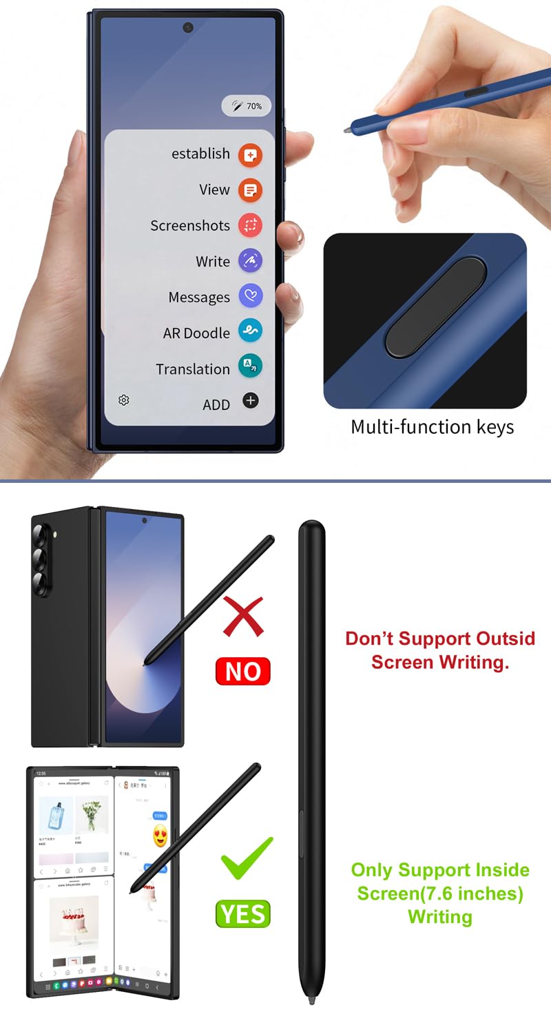 Z Fold6/Z Fold5 S Pen-Ersatz, Stylus-Stift für Fold3/Fold4 Pen Fold Edition mit Stiftablage, kein Bluetooth für Galaxy Z Fold6/5/6 SPen Stylus-Stift mit S-Pen-Steckplatz-Blau