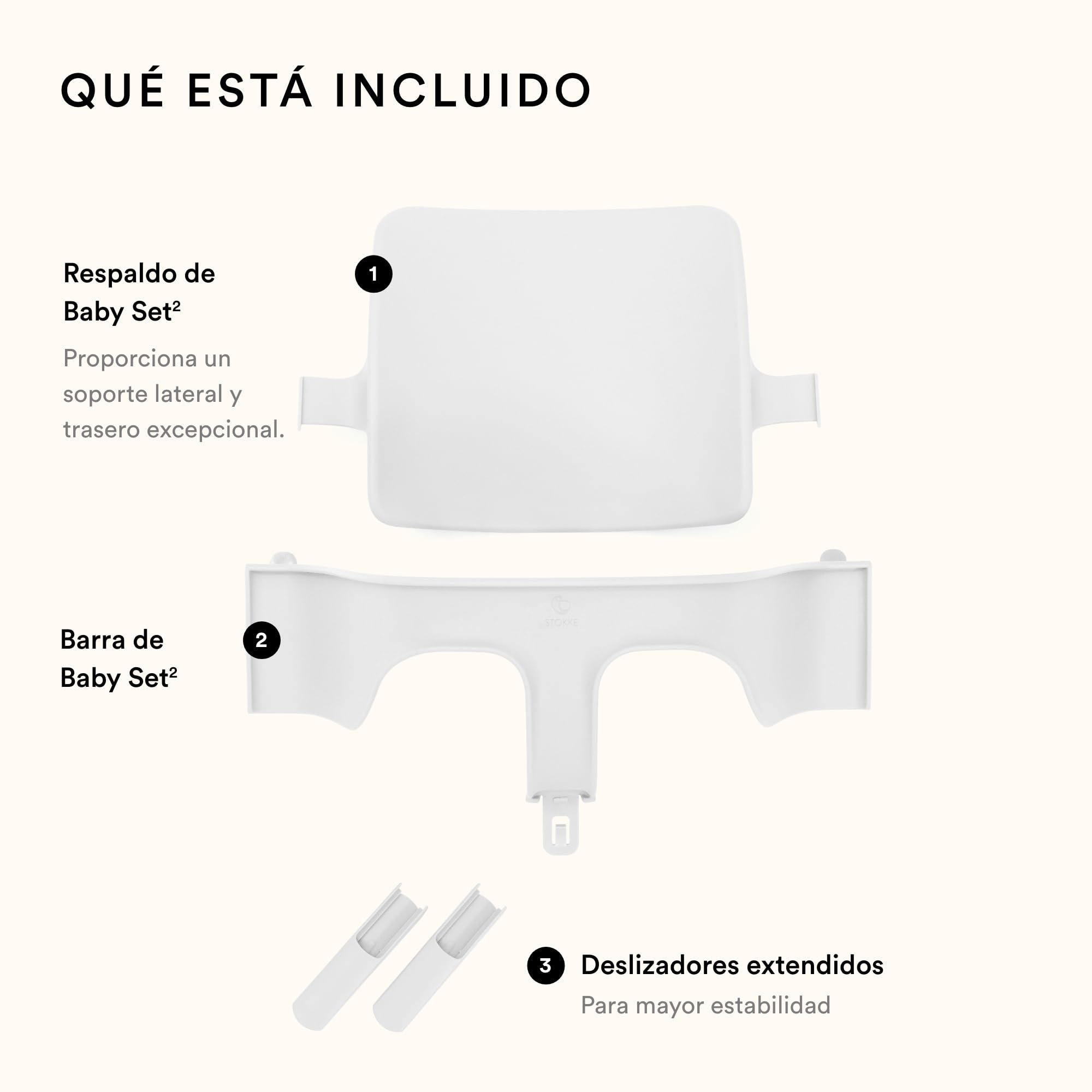 Tripp Trapp Baby Set 2 de Stokke, Blanco - Ideal para bebés de 6 a 36 meses - Convierte la silla Tripp Trapp (fabricadas después de mayo 2003) en una cómoda trona
