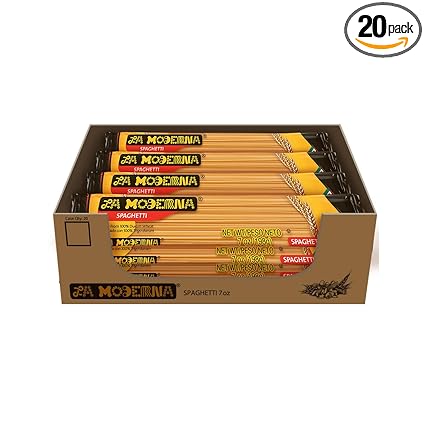 LA MODERNA, Spaghetti Pasta 7 oz (Pack of 20) | Family Bulk Pack | Made with Durum Wheat Semolina | Iron & B Vitamin Enriched | Kosher | Non-GMO | Ideal for Meal Prep