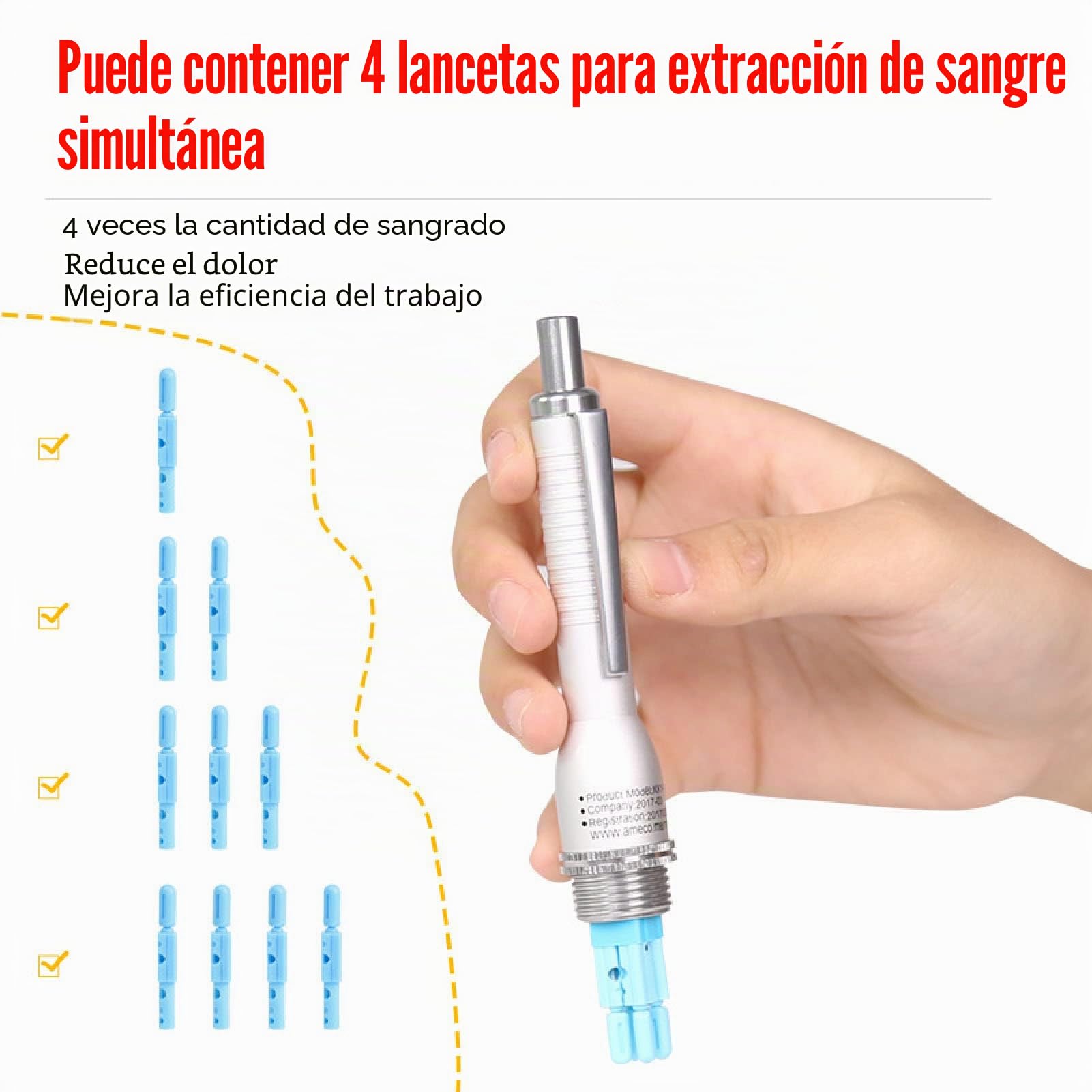 Pluma De Lanceta De Sangre, Pluma De Recolección De Sangre, Dispositivo De Punción De Aleación De Aluminio Pluma De Muestreo De Sangre Doméstica Para Monitoreo De Azúcar En Sangre Ventosas Plata