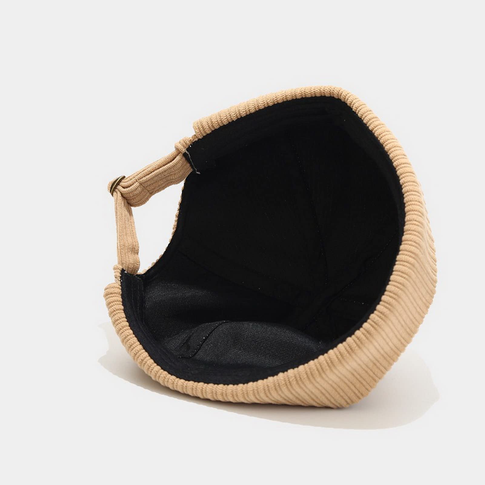 Faringoto Sombrero de pana de color sólido con diseño de cubo para hombre y mujer, gorra de manga enrollada, sombrero retro