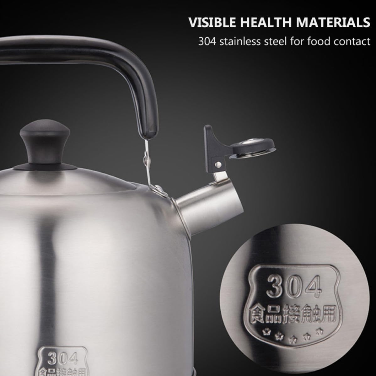 Bollitore Inox 4,5 l Fischio, Acciaio Inossidabile, Bocca Ampia