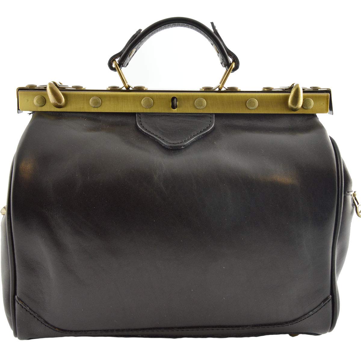 Dream Leather Bags Made in Italy toskanische echte Ledertaschen Leder Arzttasche, 2 Seitentaschen Farbe Schwarz - Italienische Lederwaren - Aktentasche