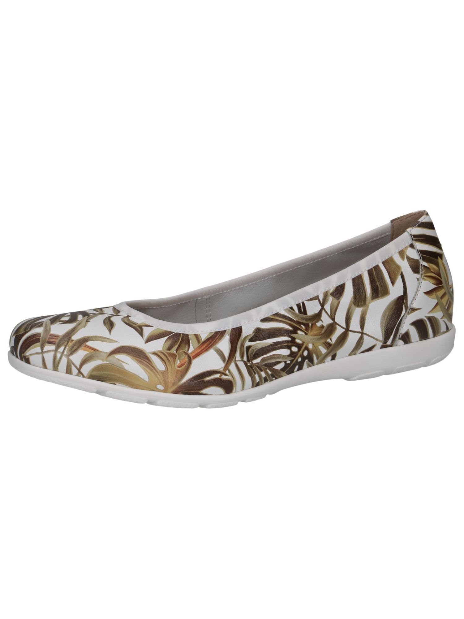 CAPRICE Women Ballet Flats Leather Flat, Multicolor (White Graffiti), 7.5 UK