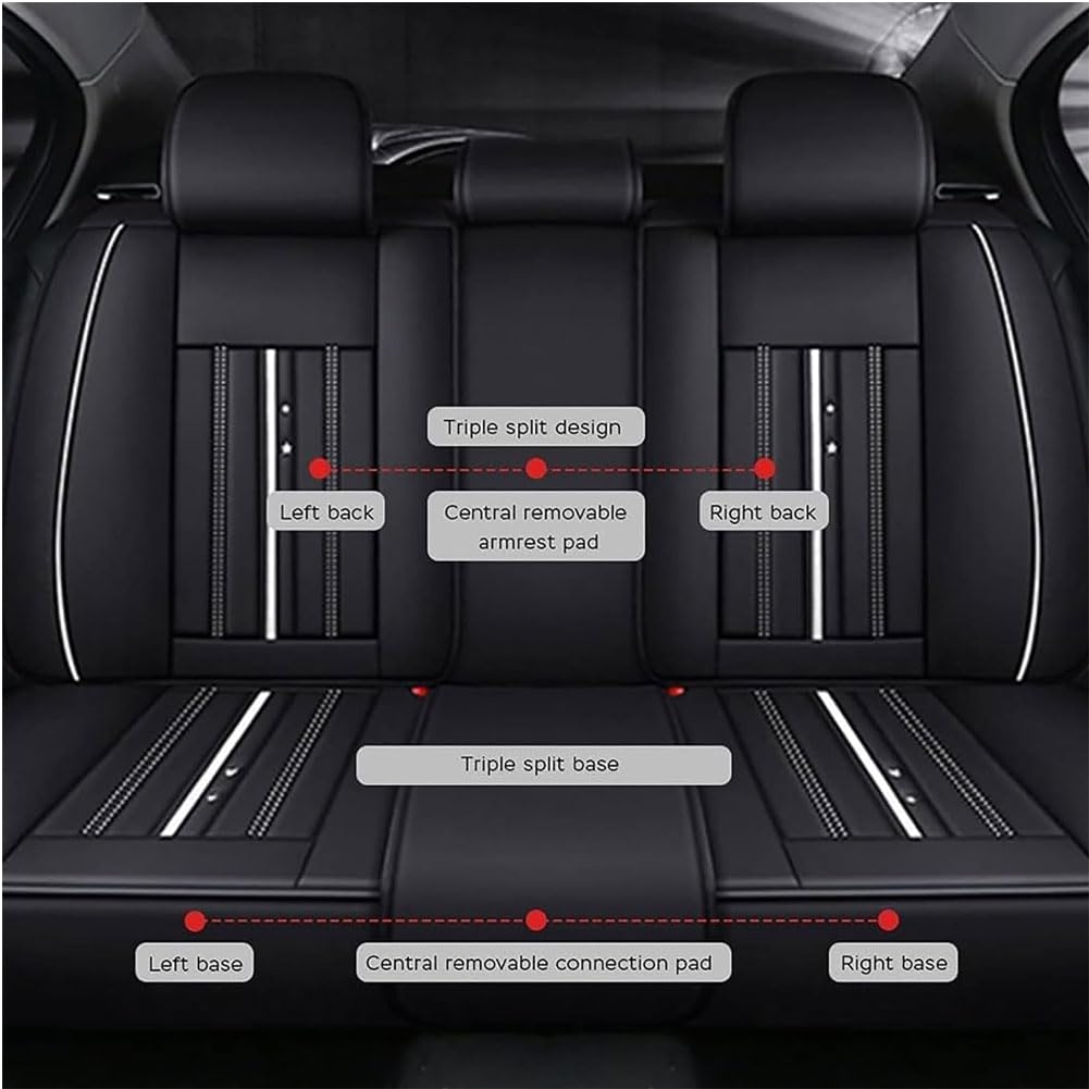 ZZZZS Coche Fundas Asientos Cuero para Fusion Sport 2007-2019, Funda de Asiento Cojín Protector Delantero y Trasero Juegos De Protectores Accesorios,B/Black~Red