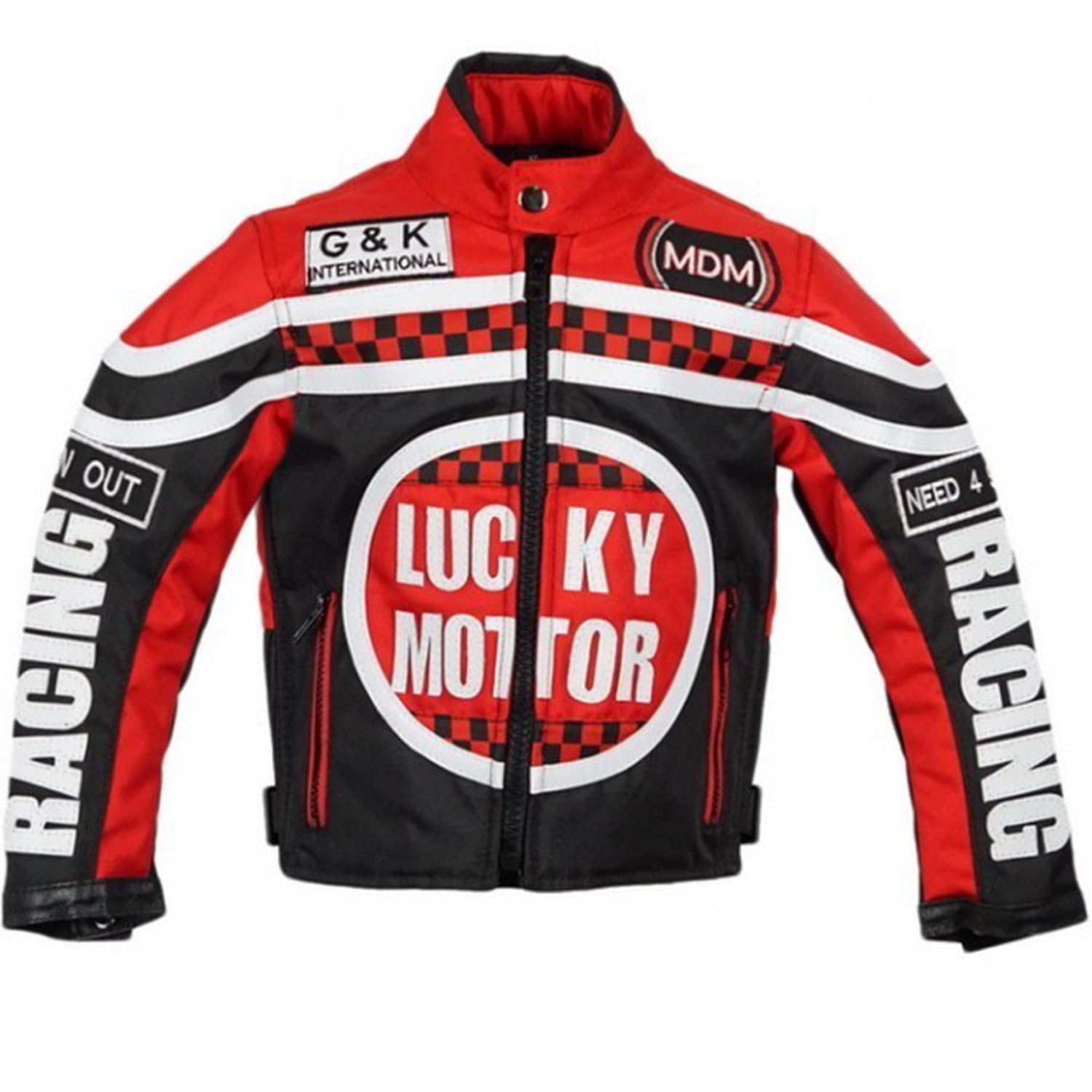 MDM Chaqueta Racing para niños en rojo, chaqueta de moto textil
