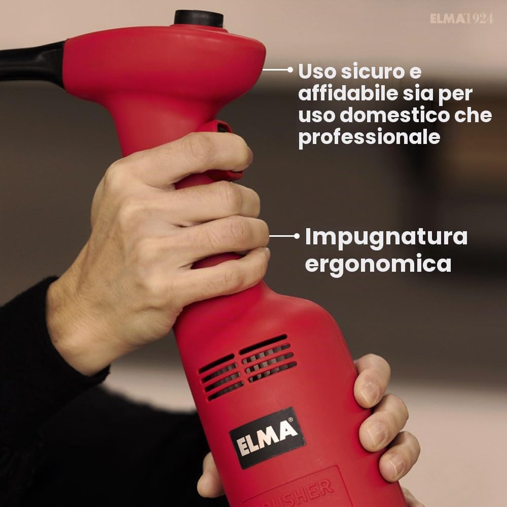 ELMA Frullatore professionale 270 W Smerigliatrice manuale | Velocità variabile 6000~20000 giri/min 220-240 V | Rosso con braccio in acciaio inossidabile da 16 cm | Diametro 79 mm