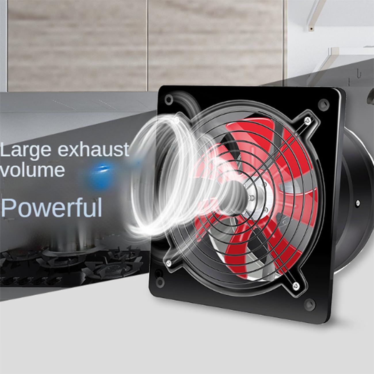 ICEMOB Ventilador Industrial,Profesional Extractor De Aire,Extractor Cocina 2800 RPM,para Hogar, Baño,Garaje,Tienda Rejillas Dextractor,Todo El Motor De Cobre,Negro,6 Inches