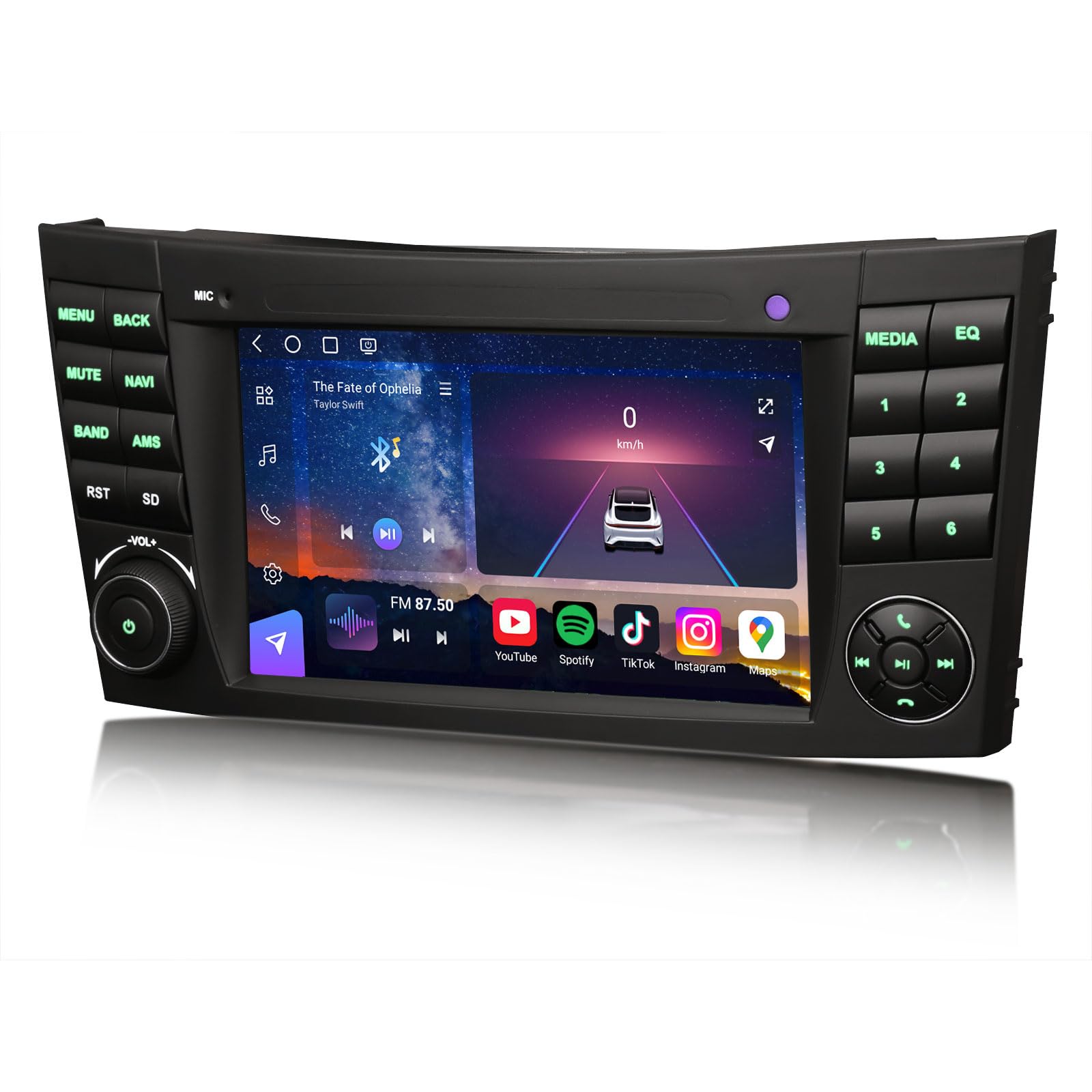 Qualcomm Android 16 Radio Coche para Mercedes Clase E W211 Clase CLS W219 | 8-Núcleo 8GB+128GB 7 Pulgadas Pantalla IPS GPS Navegador Bluetooth 5,1 CarPlay Android Auto WiFi 4G DAB+ FM RDS DSP Canbus