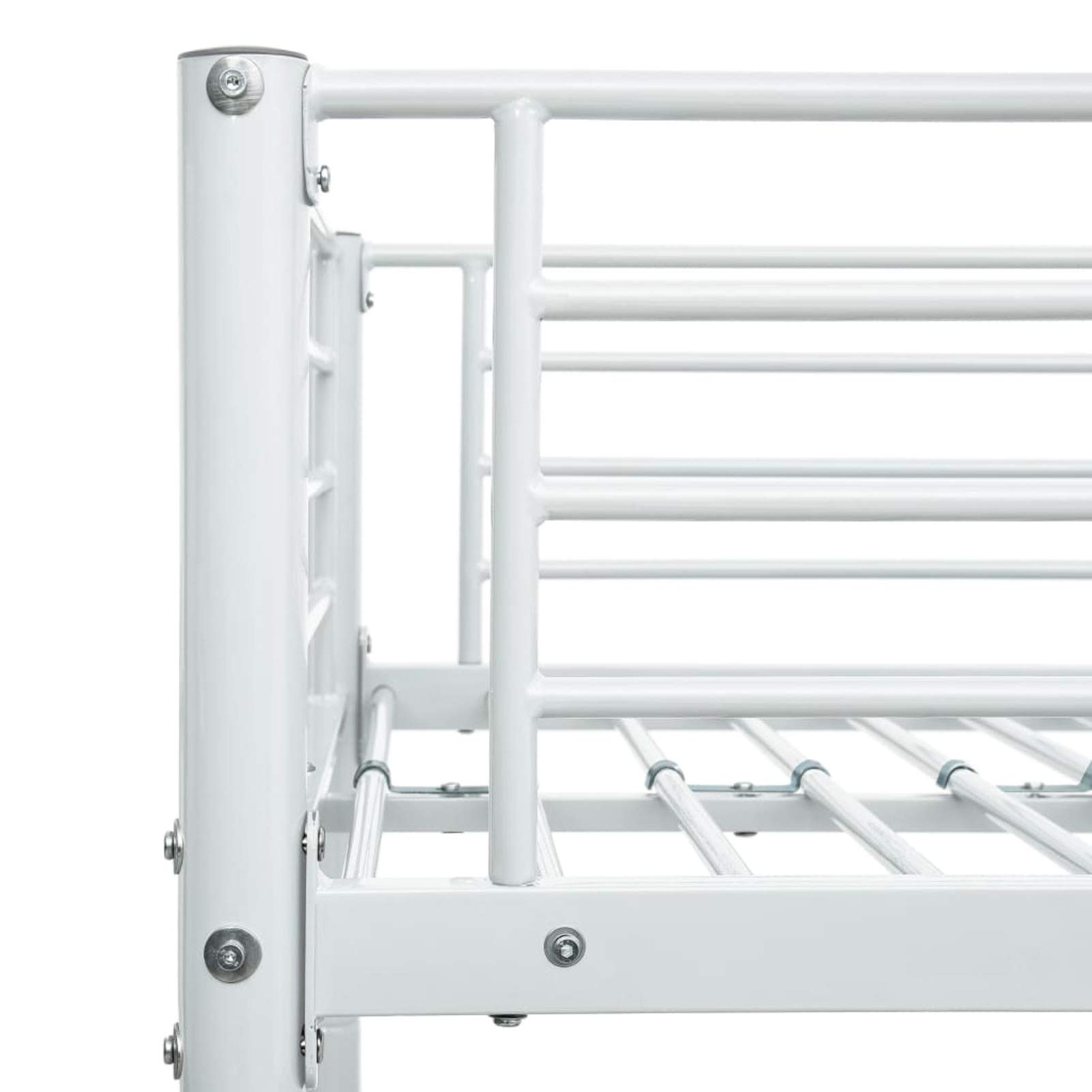 IKAYAA Letto a Castello per Adulti Letto a Castello in Metallo con Rete a doghe Letto Singolo 90x200 Inclus Scomponibile in 2 Letti Singoli-Bianco-