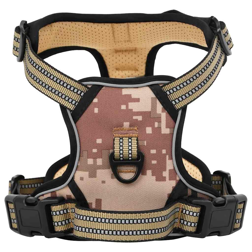 Pettorina per Cani con Guinzaglio e Collare Regolabile Camouflage XL in Poliestere 4 Cinghie Riflettente con Maniglia di Sicurezza per Cani Outdoor Training e Vita quotidiana