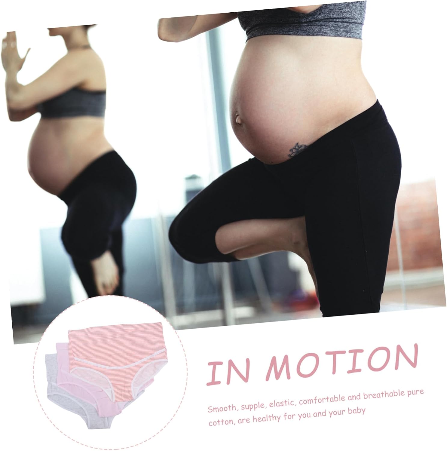 3pcs Cotton Maternity Pants High Waist Underwear Elastic Waistband Comfortable for and Postpartum Style Assorted Color