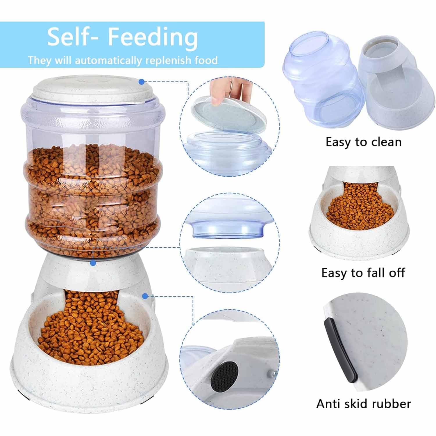 SKOFRI Automatic Dog Feeders, Dog Feeder Dispenser for Large Dogs, 3.8 L Gravity Automatic Dog Cat Feeder Station, Dry Food Storage Container Bowl for Adult Dogs Food Dispenser 1