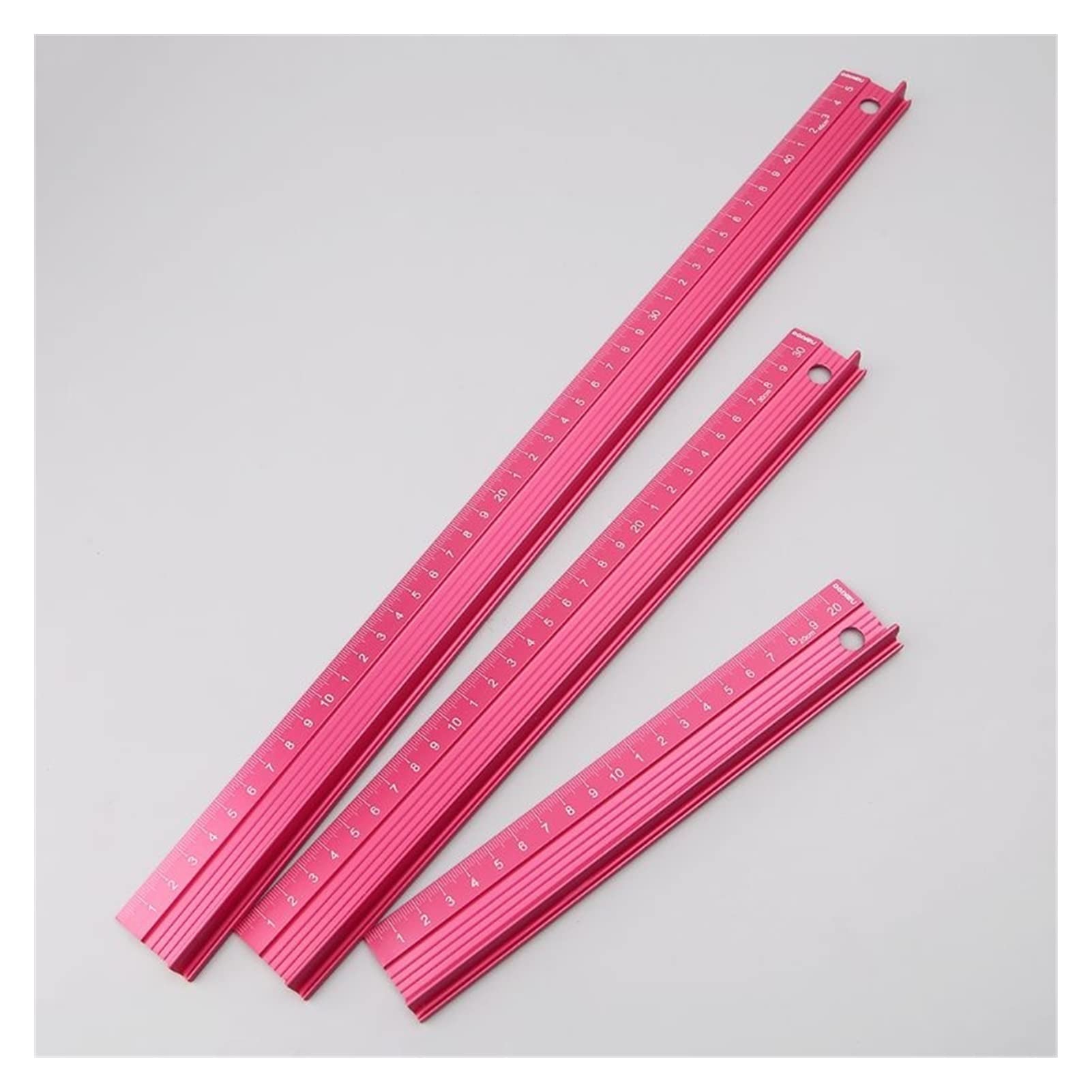 Righello dritto professionale in lega di alluminio, scala protettiva, strumento di disegno for ingegneri, 3 misure, set blu/rosso,Righelli(Blue30cm)