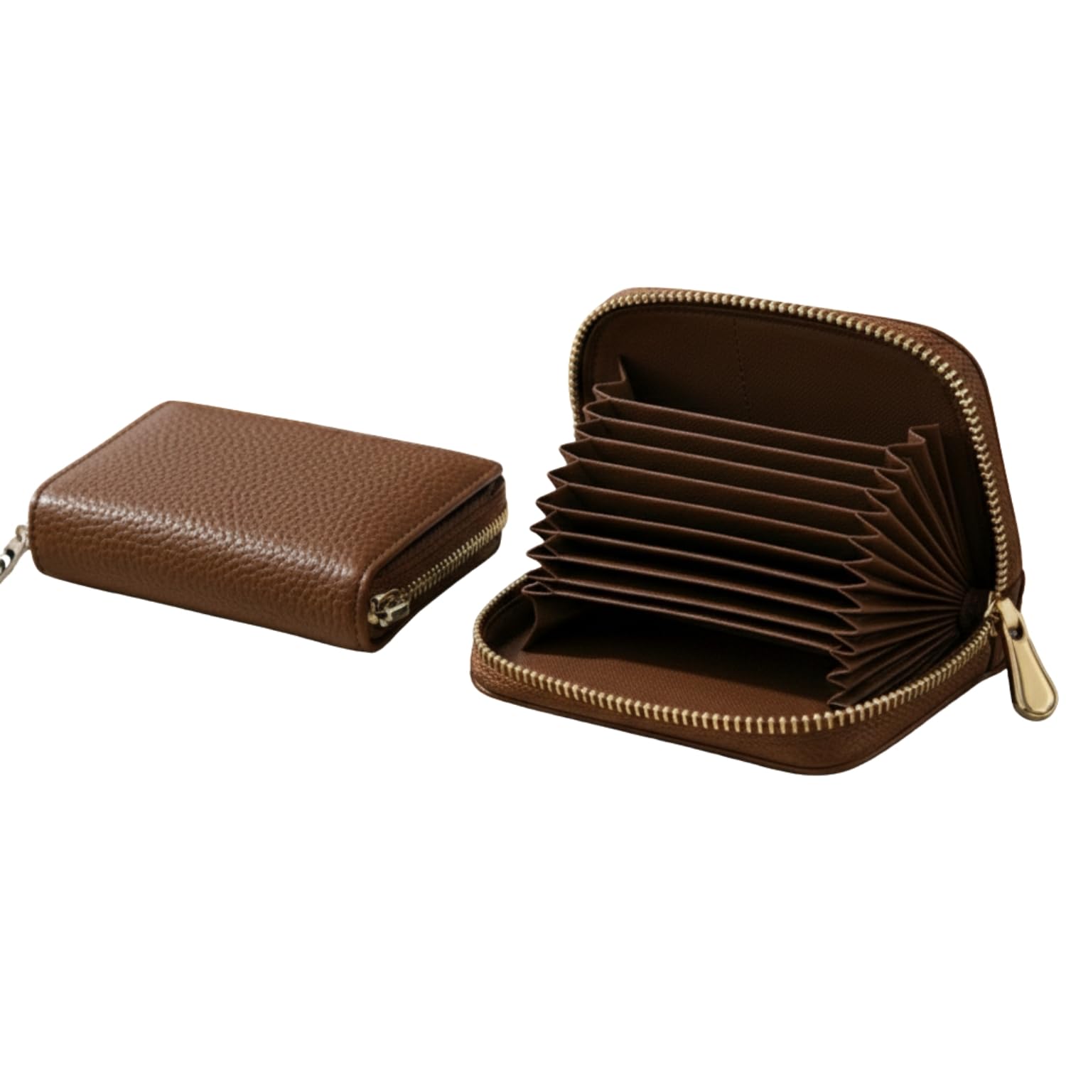 RFID 11 Card Slots Leather Credit Card Holder Small Zipper Card Case Wallet for Women & Men_278-image-17