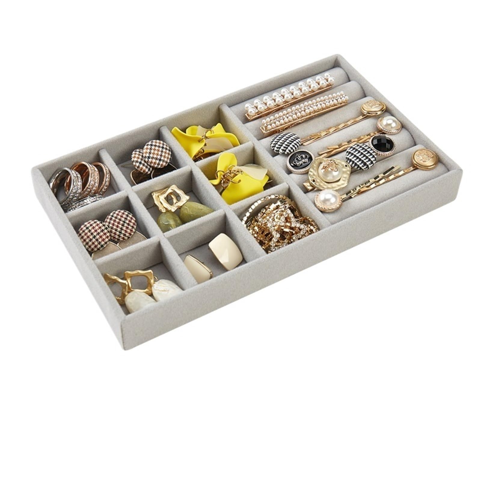 Sicrubious jewelry organizers and storage Jewelry Organizer Velvet Jewelry Storage Tray Display Ring Bracelet Necklace Storage Box Showcase Drawer Organizer Trays(Color 5)