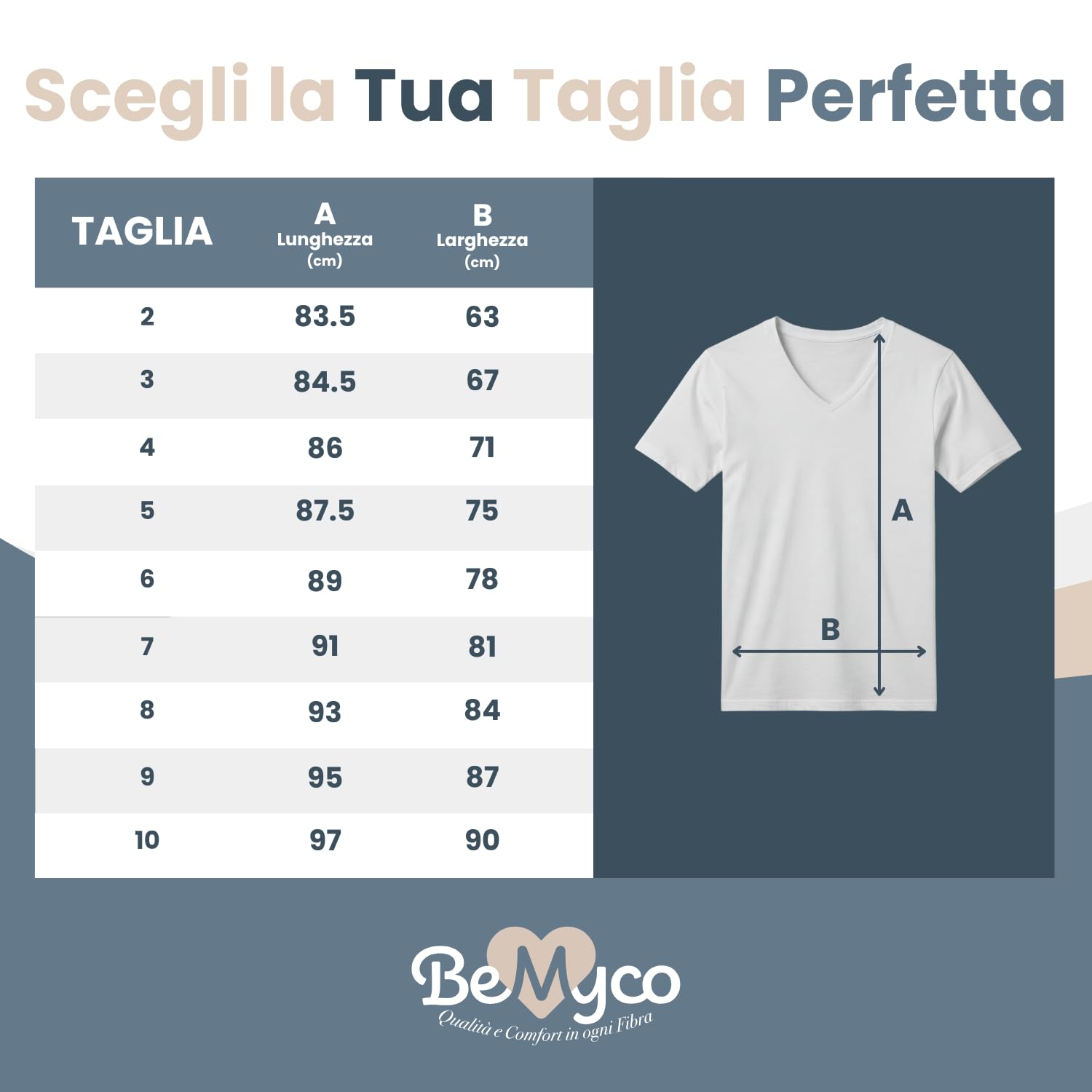 Lot de 2 t-shirts pour homme grande taille – col en V, 100 % coton peigné, fabriqué en Italie, doux et résistant, confortable et respirant