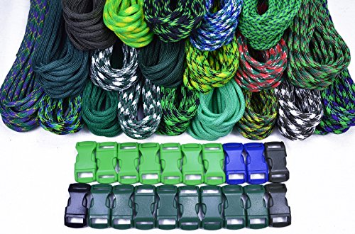 Paracord Starter Kit - Greys Color - 25ft Bundles with Buckles