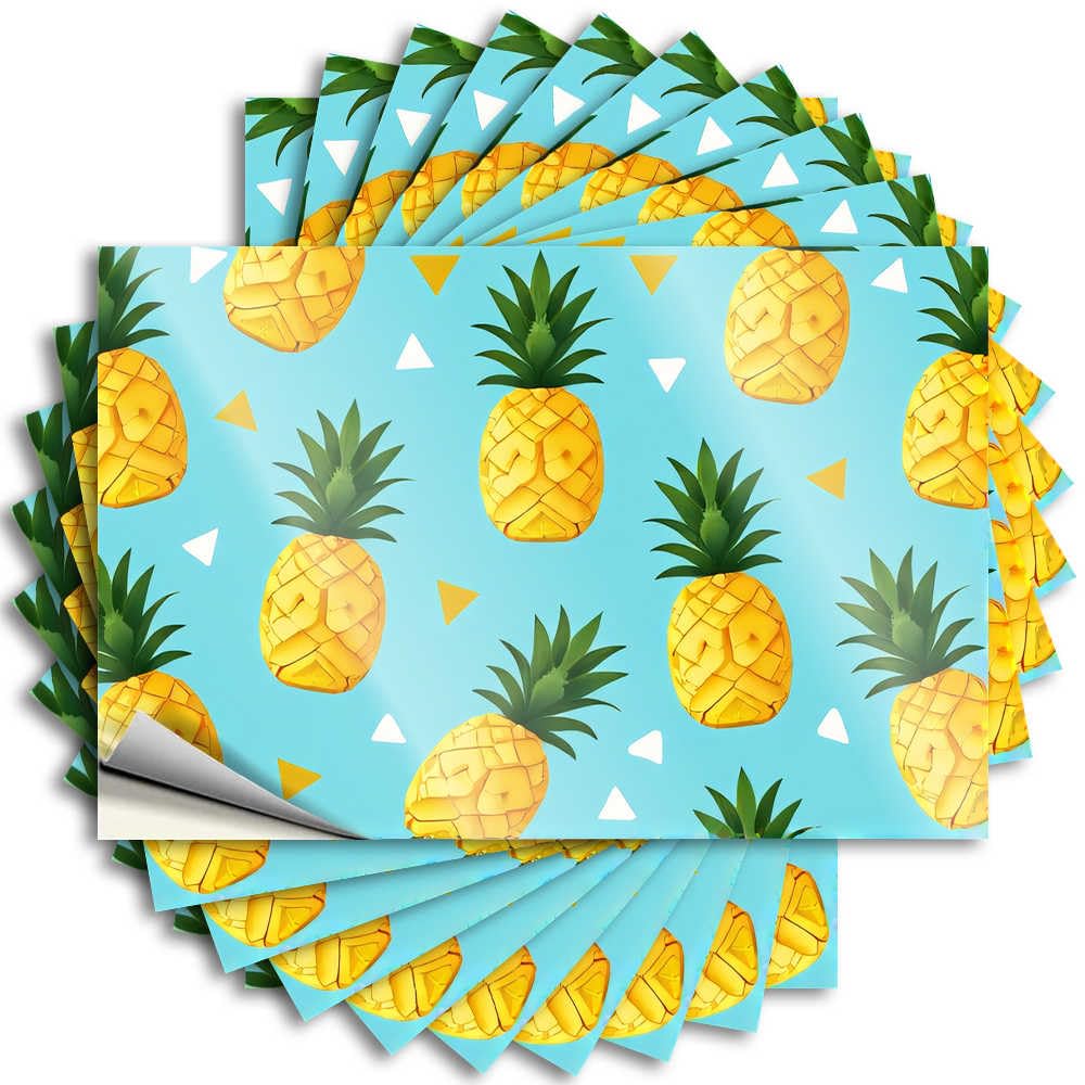 Vibrant Pineapple Pattern Background Bathroom Gifts Western - Quote Wall Waterproof Decal(8X12CM)