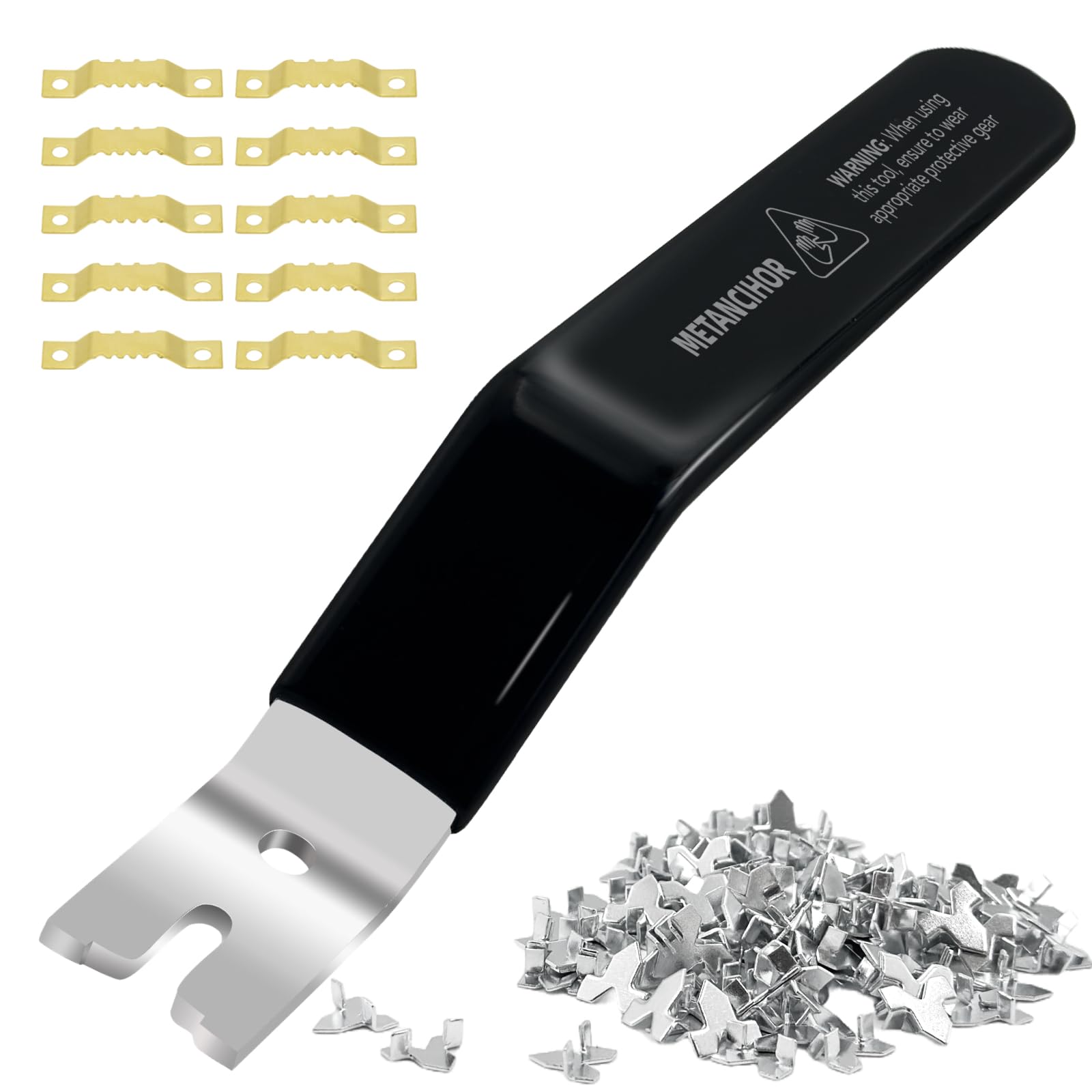 Glazier Point Driver, Push Mate and Glazer's Tool with 120 Glazier Push Points, Glazier Setting Tool for Framing Glass Picture Cross Stitch Old Style Windows (Black)