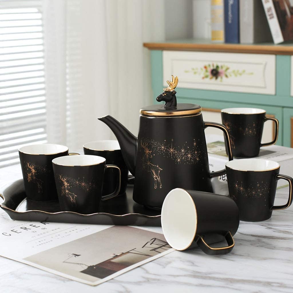 Servizio da tè Set da caffè Natalizio in Ceramica con Testa di Cervo tè in Stile Europeo Vassoio Teiera Pomeridiana Inglese E Tazze Articoli Casa
