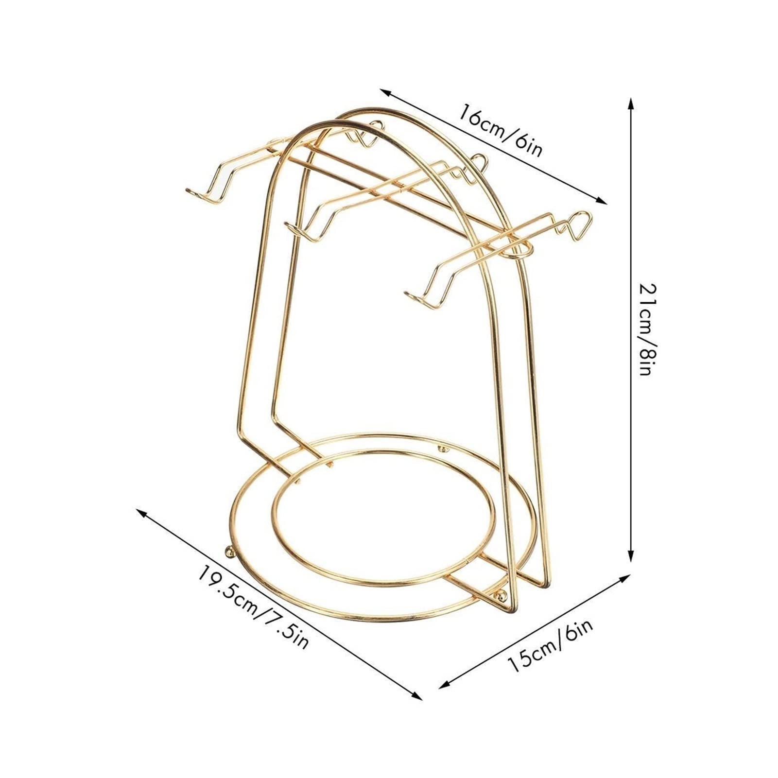 LUCBEI Supporto Tazza da caffè Portabicchieri in Metallo Porta Tazza con 6 Ganci Domestici Cucina Tazza da Tavolo Tazza da Tavolo Supporto per Tazza da caffè