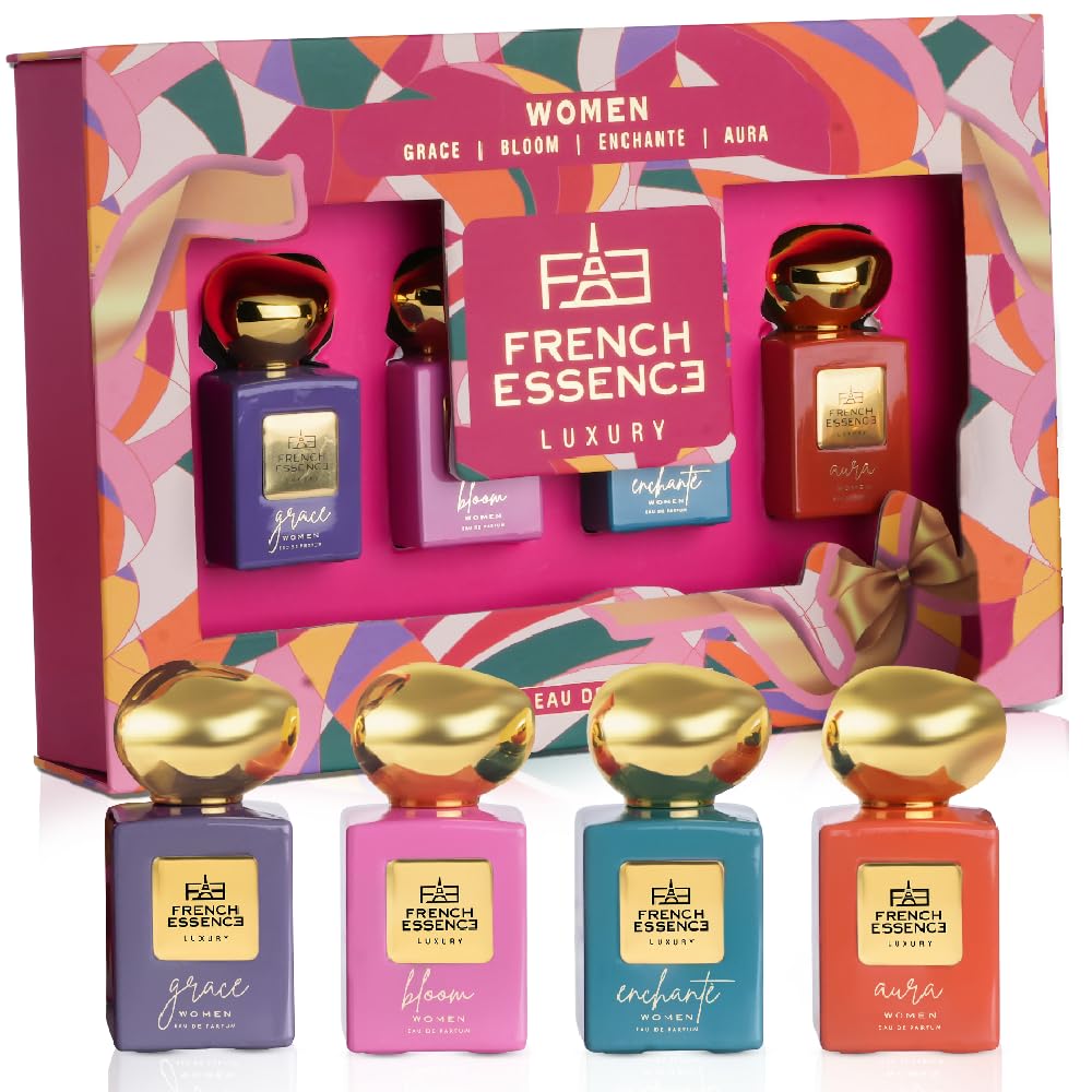 French Essence Luxury Perfume Gift Set For Women - Premium Long Lasting EDP Fragrance Scent Multi (Grace, Bloom, Enchante And Aura (20Ml Each)) 80Ml-picture-12
