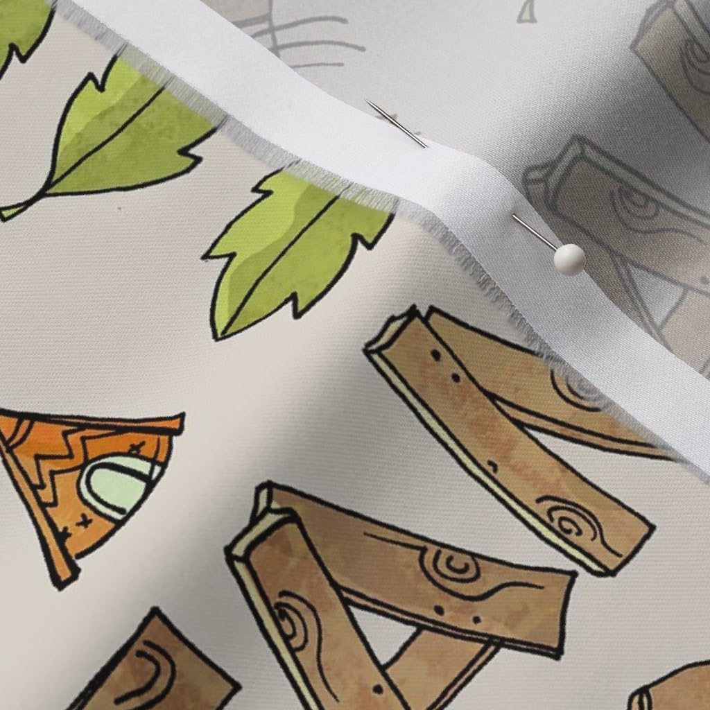Spoonflower Fabric - Boys Beige Adventure Moose Camping Fishing Printed on Organic Cotton Sateen Fabric by The Yard - Sewing Quilting Apparel Home Decor