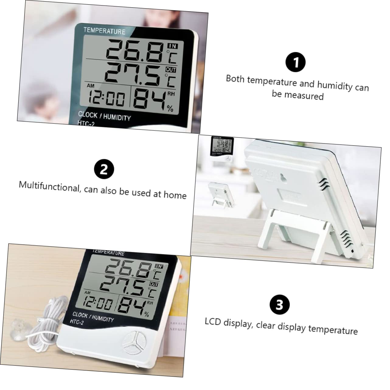 Angoily 2stücke Lcd Digital Aquarium Thermometer Mit Hygrometer Präzise Temperatur Und Feuchtigkeitsmessung Für Aquarien Und Terrarien Tragbar Klare Lcd-anzeige Ohne Batterie