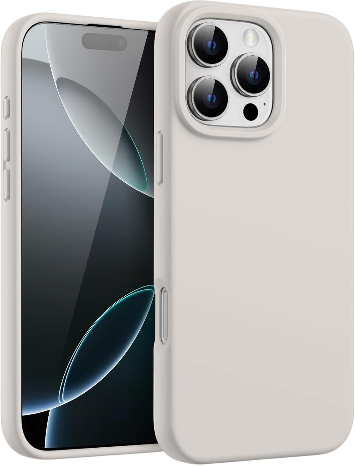 DIZORO Compatible for iPhone 16 Pro Case 6.3, Slim Liquid Silicone 3 Layers Full Covered Soft Gel Rubber Phone Case Protective Cover 6.3 Inch (Stone)