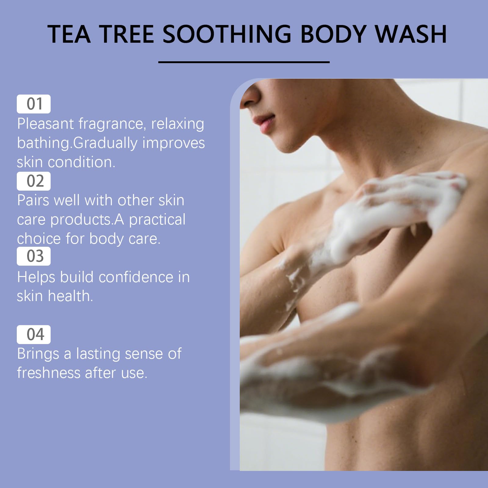 Tea Tree Gel doccia lenitivo con olio di tea tree e aloe vera, pulizia delicata per uomo e donna, aiuta a rinfrescare e ridurre l'odore del corpo, idratante per pelle liscia e sana (6 pezzi)