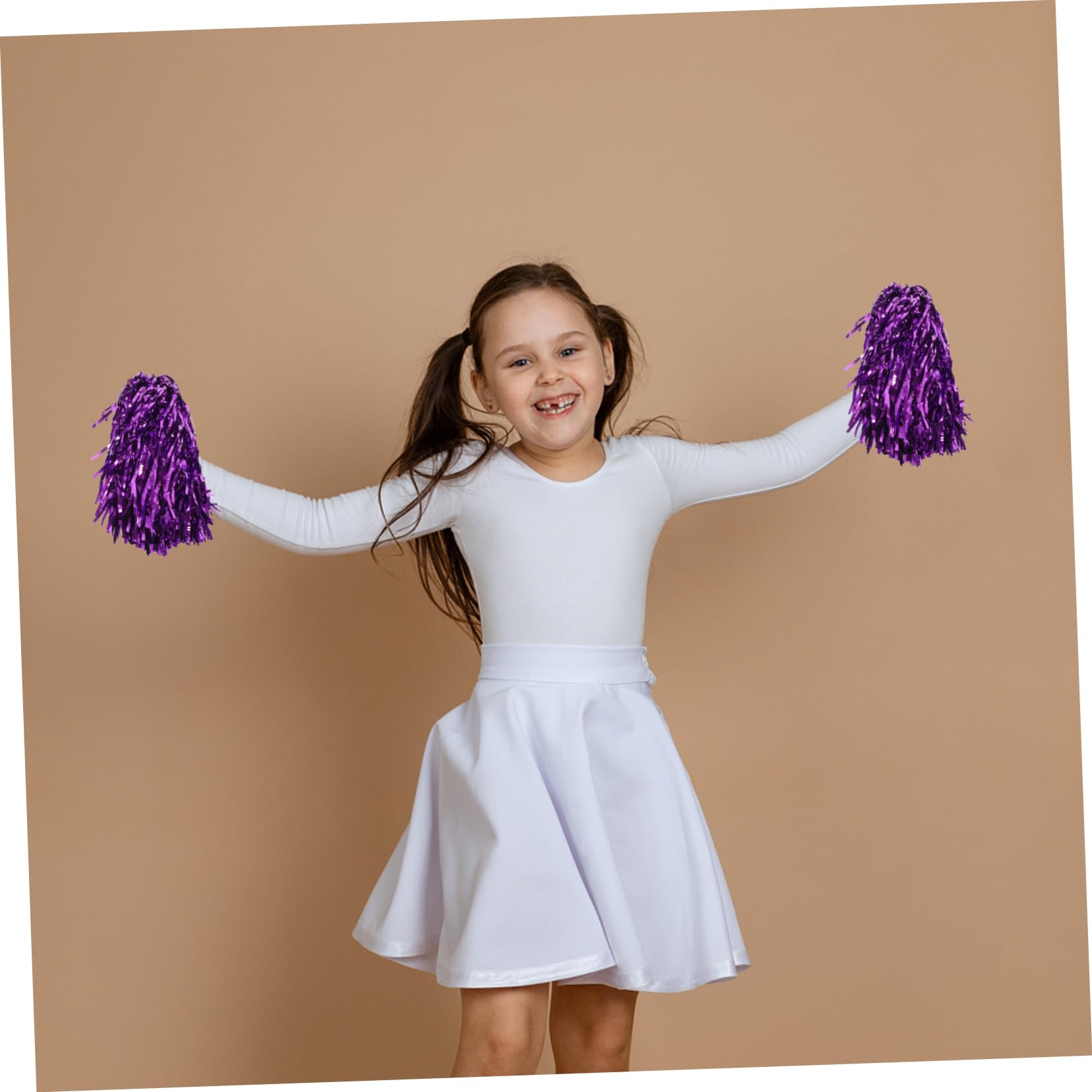 PRETYZOOM 16Pcs Cheerleader Pom Poms with Handles Cheerleading Pompoms for Dance Sports and Team Spirit Eye Catching for Cheer Squads and Party Events