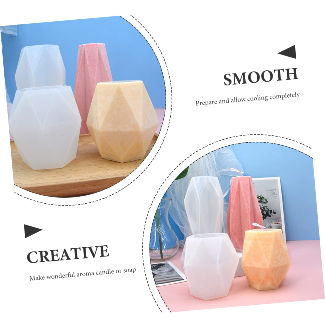 TEHAUX 6piezas Moldes De Silicona Para Velas y Jabón Diseño De y Florero Moldes Creativos Para Manualidades Aromáticas Material Silicona No Tóxica Fácil Desmoldeo y Limpieza
