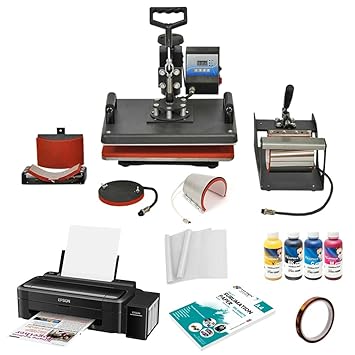 Print Digits 5 in 1 Combo Heavy Duty Machine/Sublimation Printing Machine with Full Setup & 3D Sublimation Printer for Mugs/Tshirt/Cushion Cover (Pack of 1)