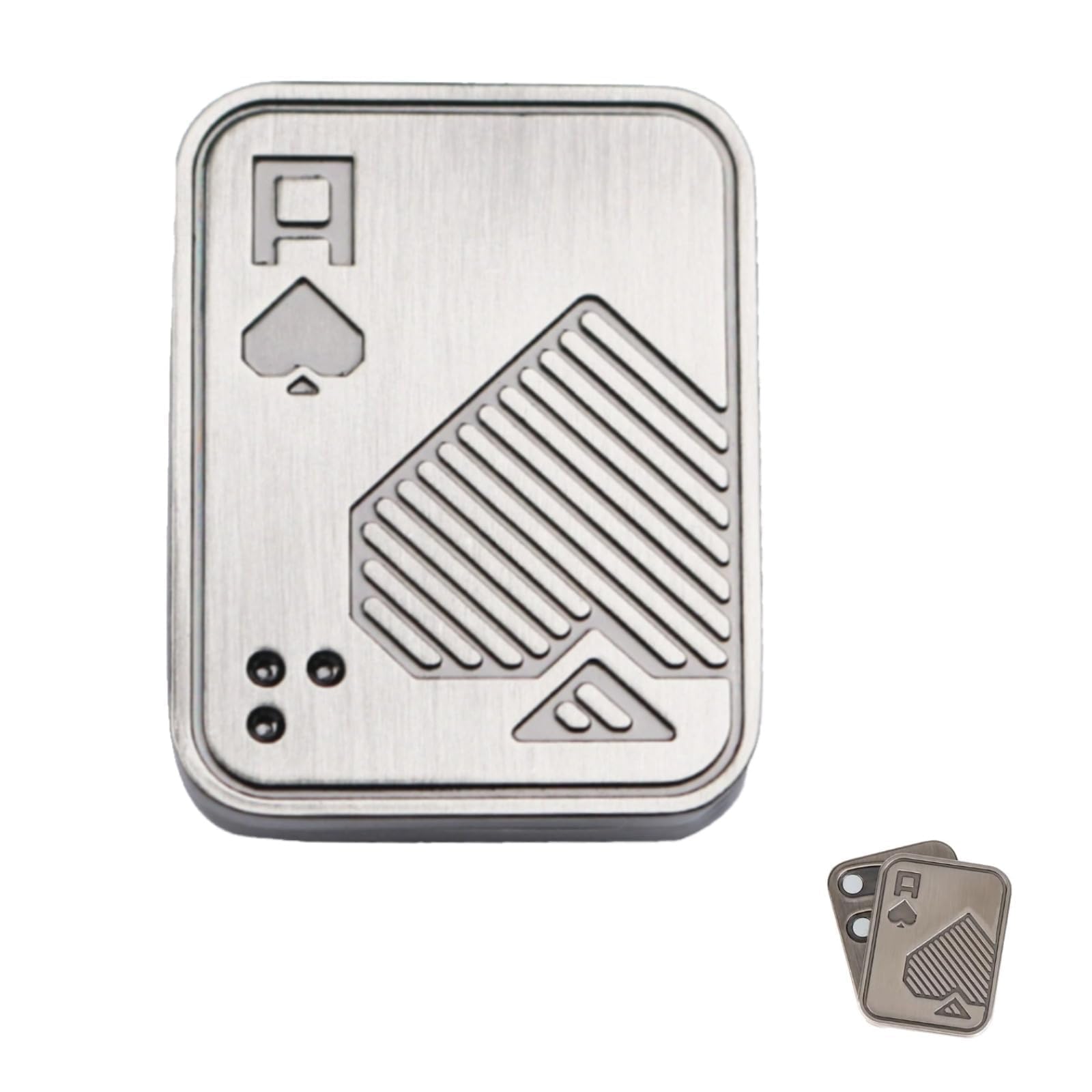 Metal Poker Fidget Slider, Fidget Slider for Adults, Portable Metal Fidgets Toys, Magnetic Push Card, for Boyfriend, Husband and Father (Silver A)