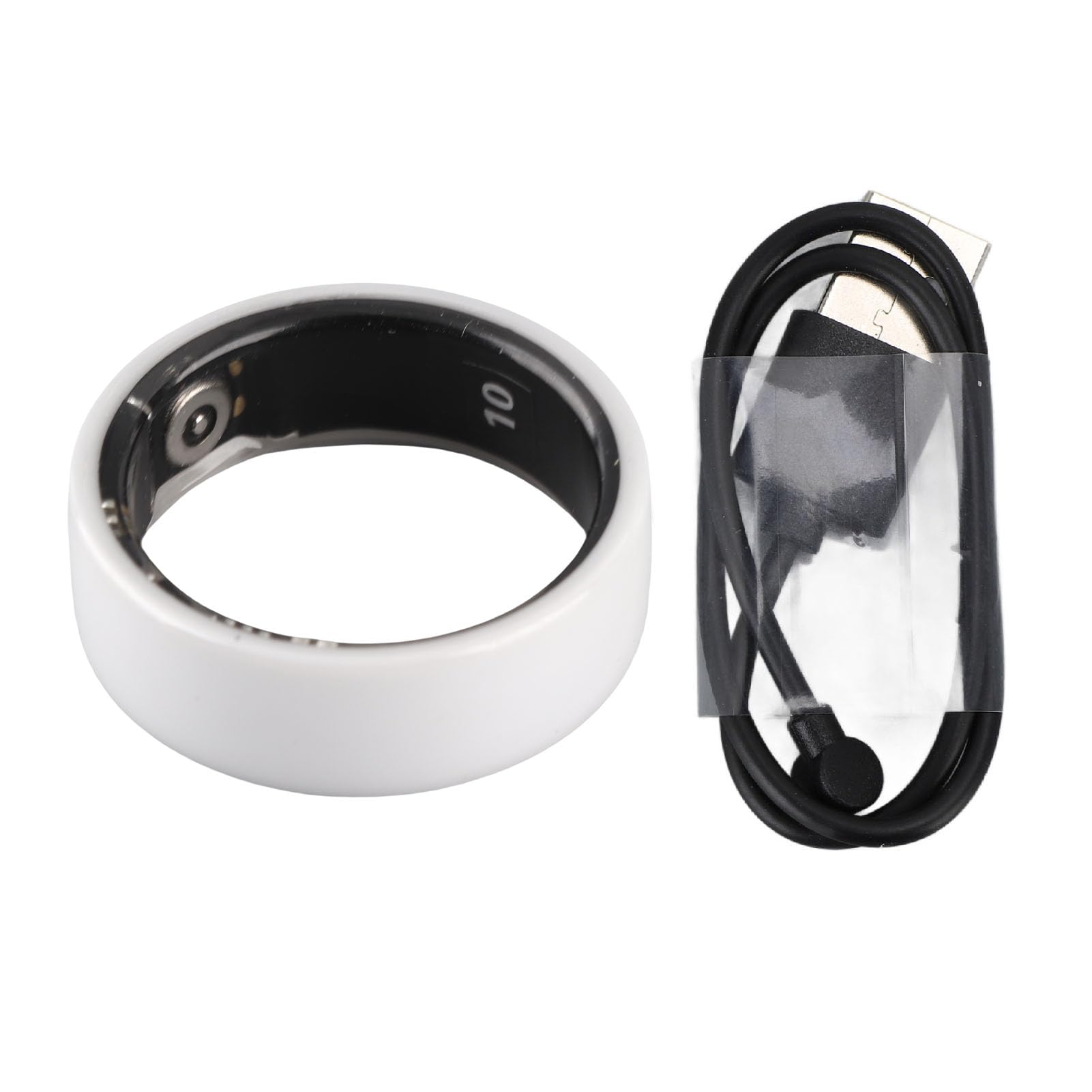 Anneau Intelligent, 50m et IP68 Bague de Podomètre de Fitness en Céramique Portable Portable, Contrôle D'accès NFC, Bague de Suivi de Fitness d'activité Légère, Modes de Sport (10)