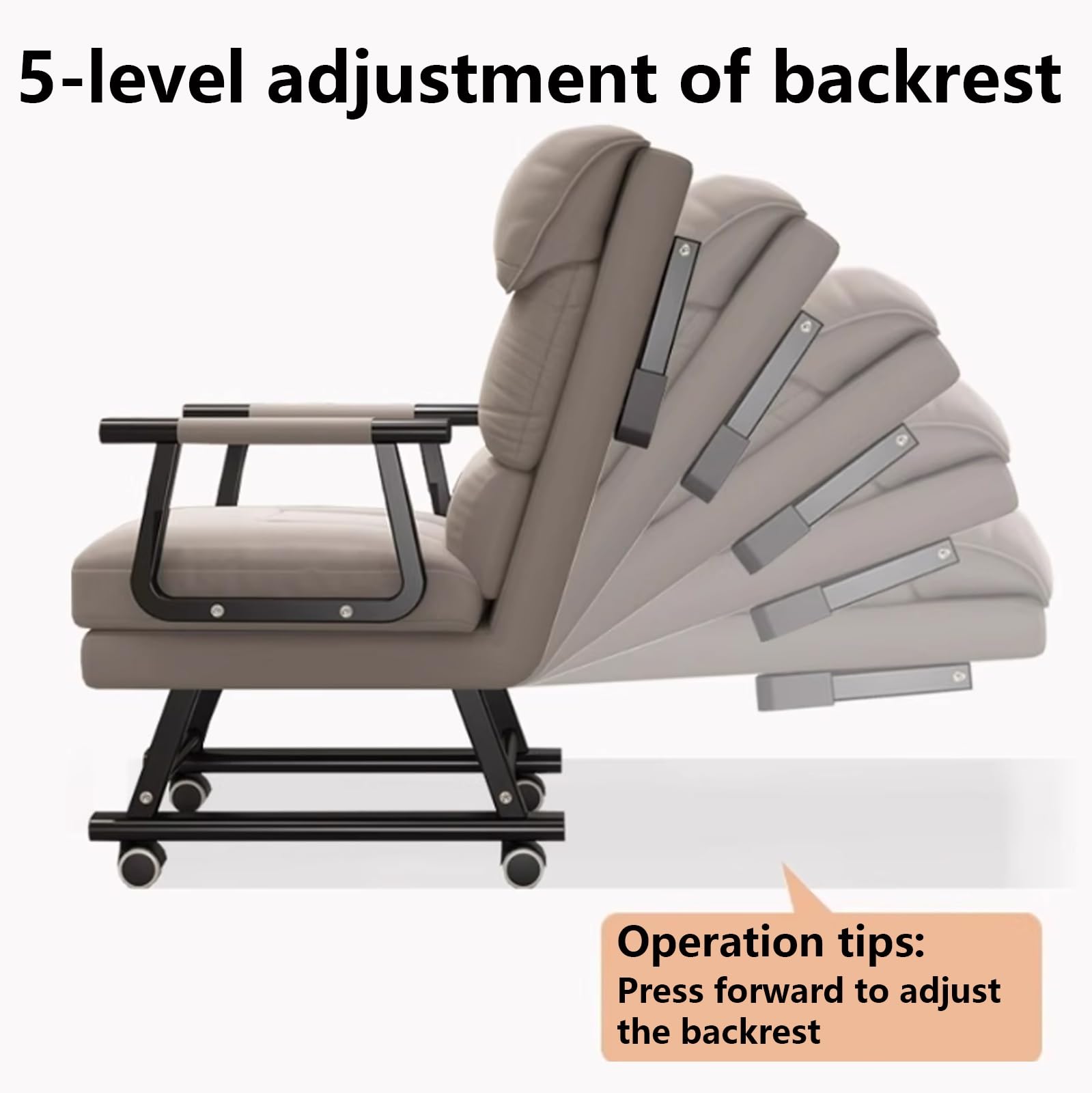 Umwandelbarer Bürostuhl 3 In 1 Schlafsessel Mit Bettfunktion Relaxsessel Mit 5-Fach Verstellbare Rückenlehne Sofabett Klappbar Für Wohnzimmer Zuhause Büro(Multi-Colored,65 * 59 * 99cm)
