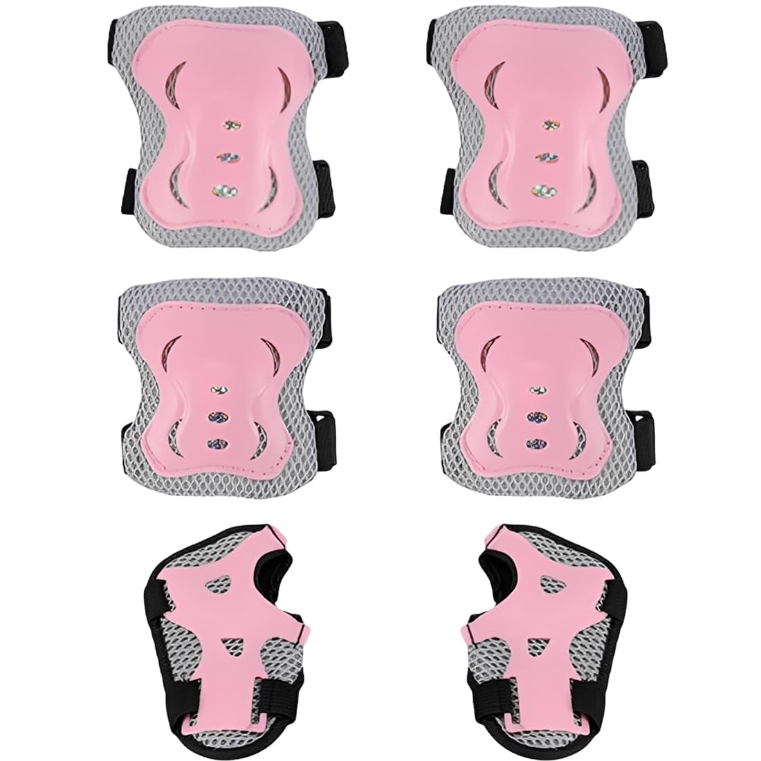 Ginocchiere per bambini, 6 in 1, per ragazzi e ragazze, set di protezioni per il polso per bambini di per pattinaggio, ciclismo e skateboard