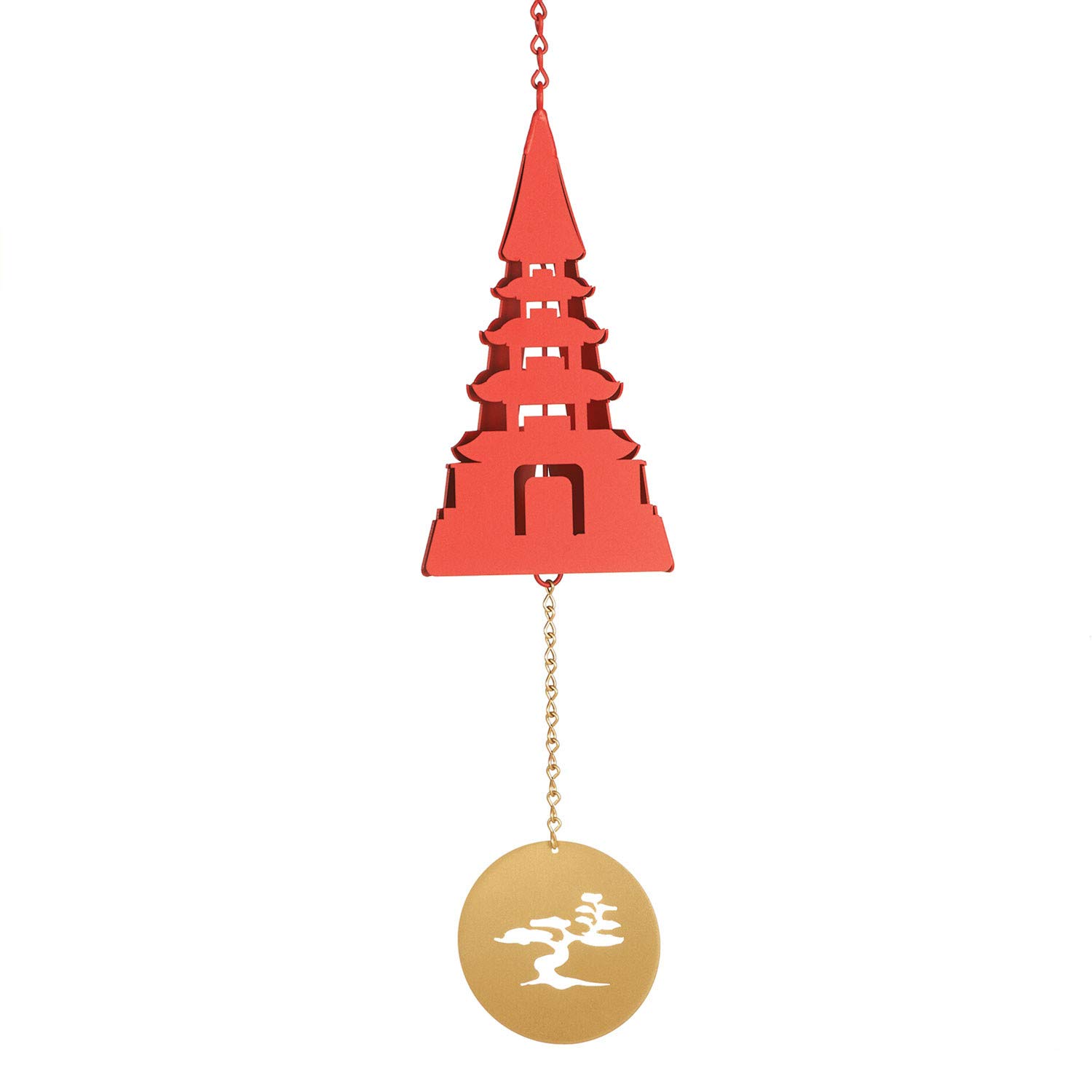 North Country Wind BellsUtau Meditation Bell - Temple Shaped Outdoor Hanging Wind Chime with Bonsai Tree Clapper