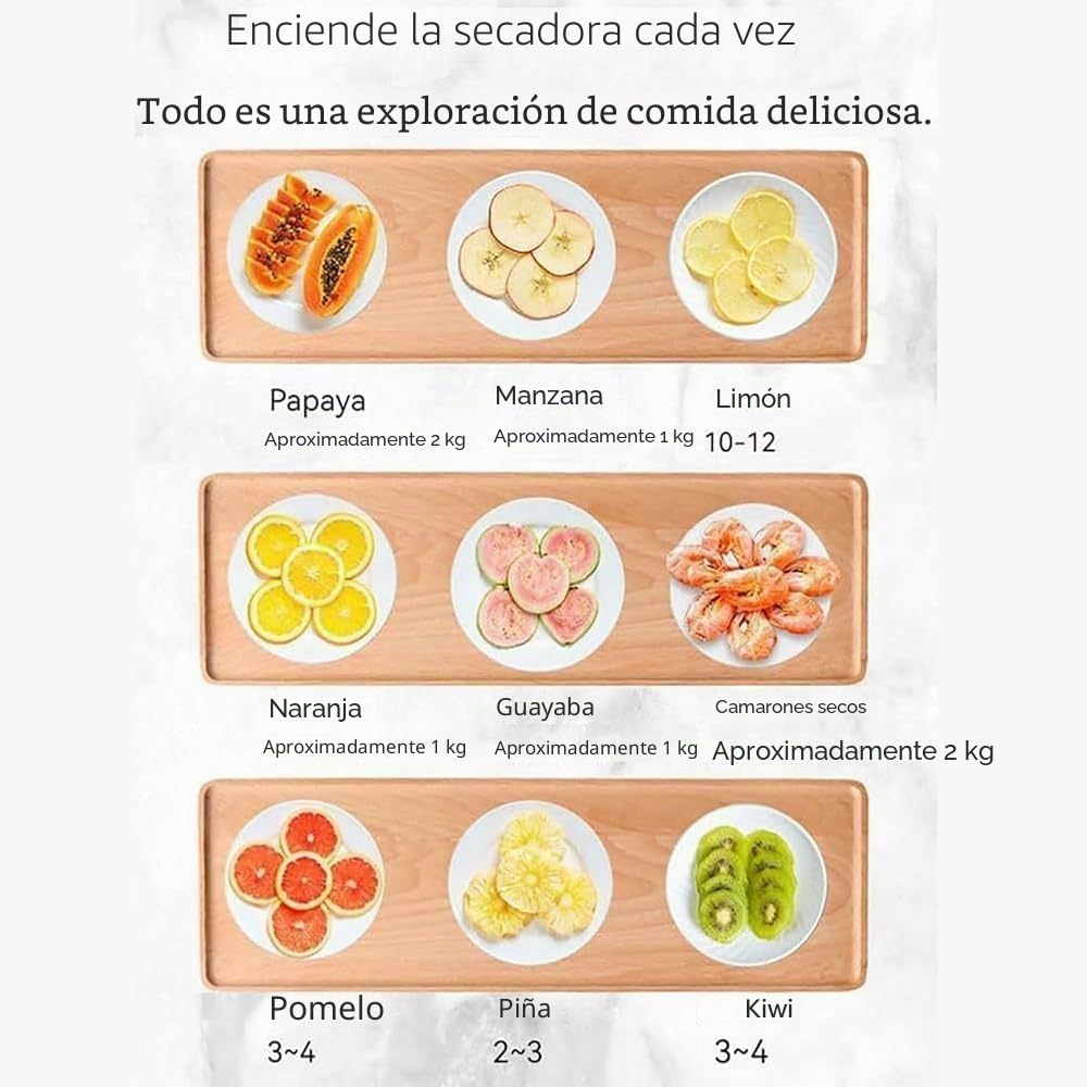 Máquina liofilizadora con temporizador y temperatura ajustables, ventilador de 360° para un secado eficiente, ideal para conservar frutas, verduras, carne y mariscos
