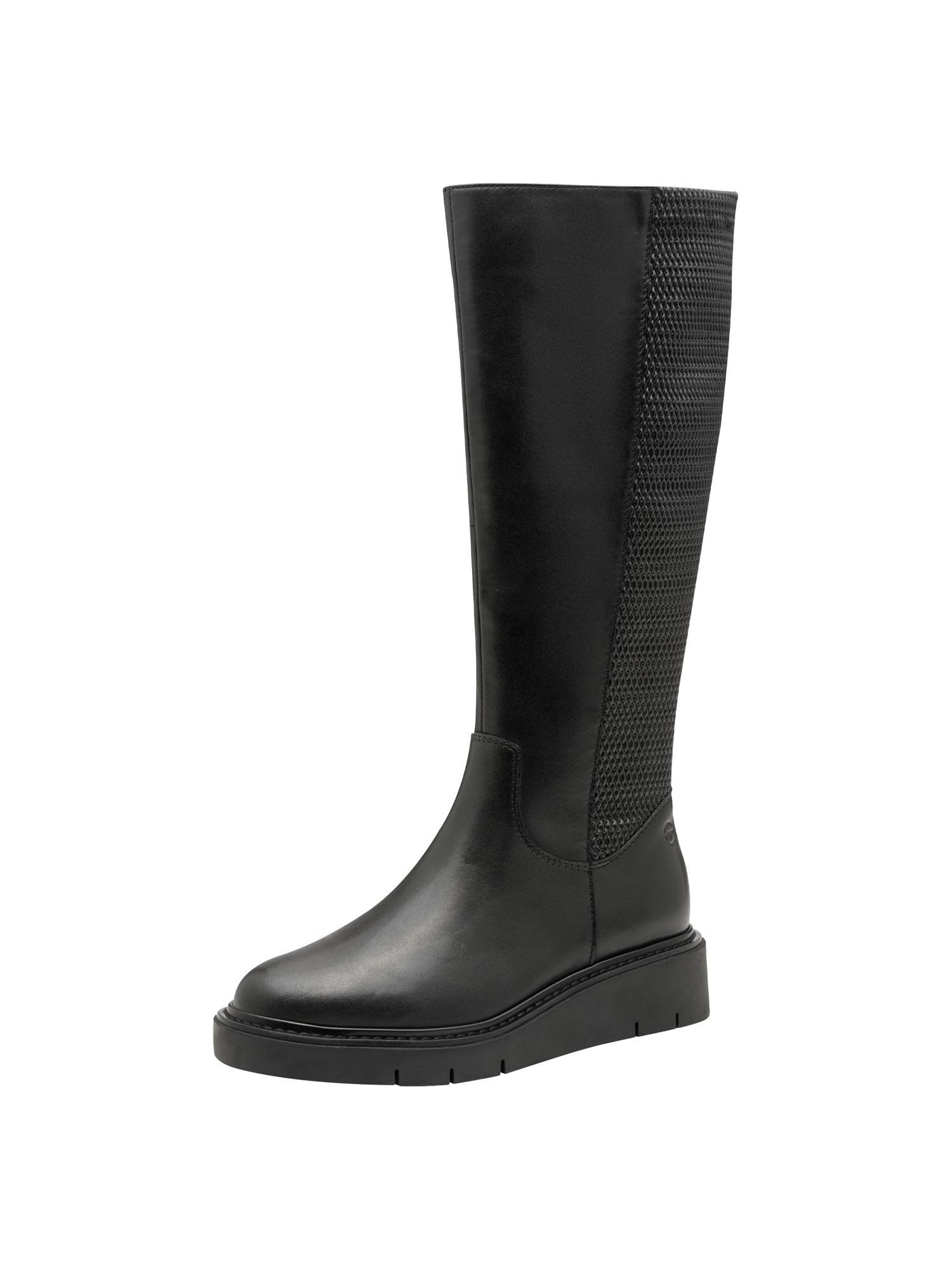 Tamaris Comfort Women’s Boots with Stretch Knee-High, Black Nappa, 7,5 UK