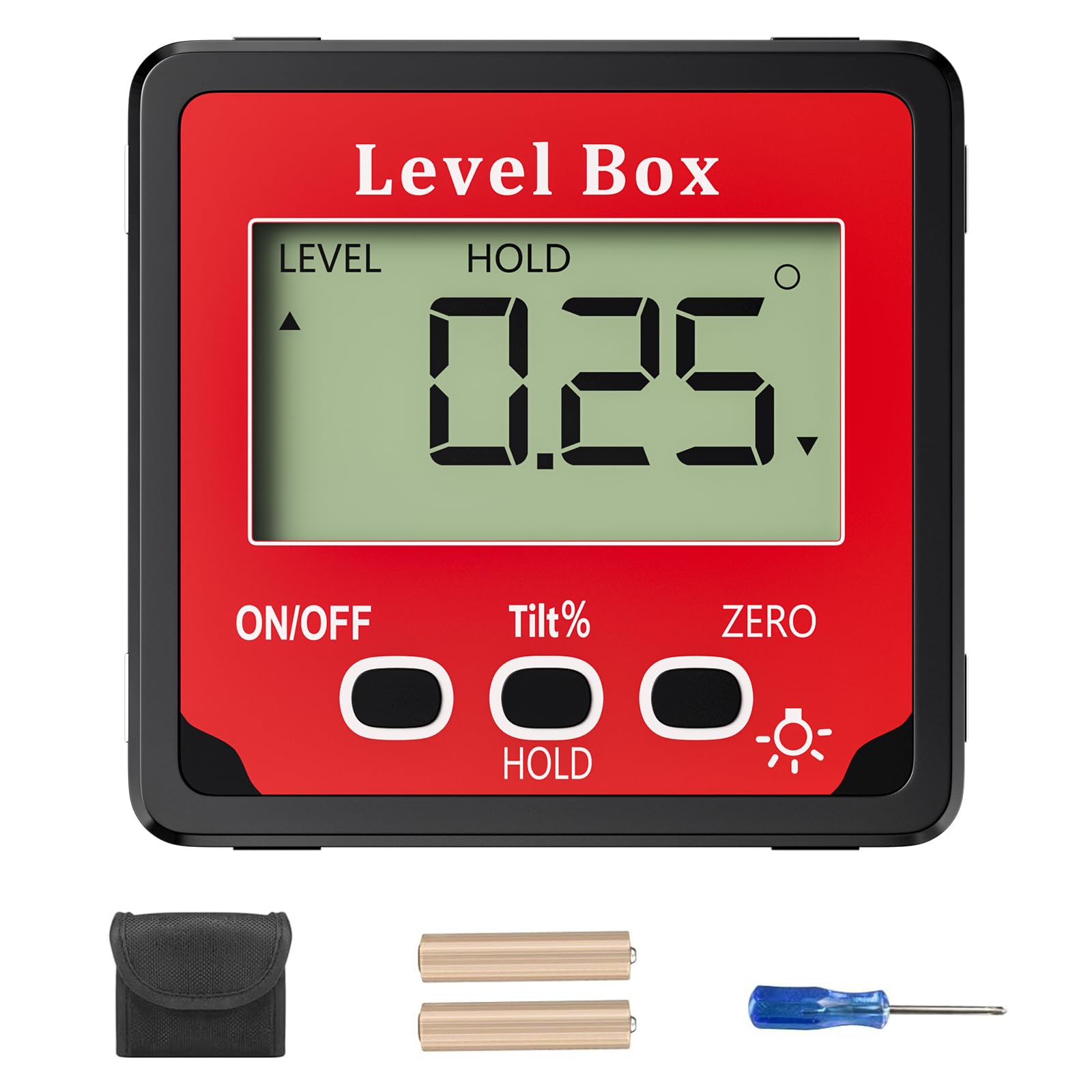 Gvolatee Goniometro Digitale Magnetico, Inclinometro Digitali Angolo 4 x 90°, Livella Professionale con Display LCD, Inclinometri Elettronica di Precisione, Level Box per Carpenteria, Edilizia