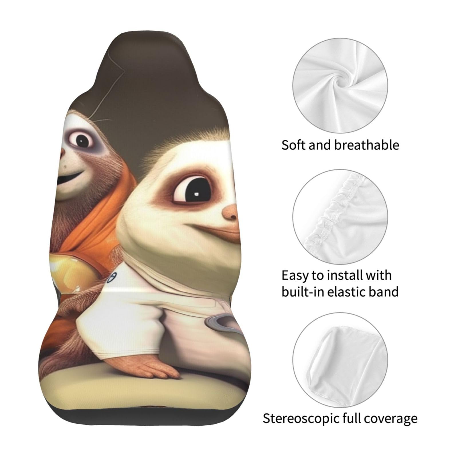 Set di 2 coprisedili anteriori per auto, lavabili, con divertente stampa animalier, universali, adatti per accessori auto