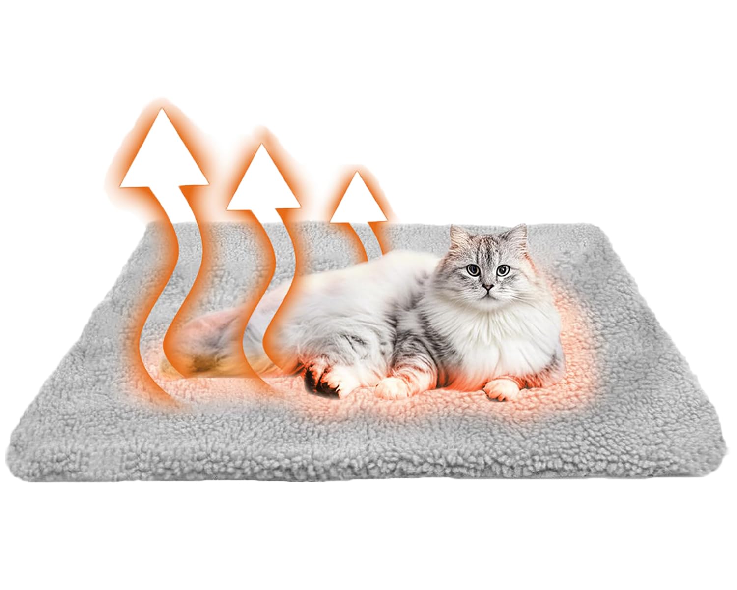 Self Heating Pet Pad Self Warming Cat Bed Thermal Fleece Cat Warming Pad Bed Winter Pet Mat Blanket with Removable Cover Non-Slip Bottom for Indoor Outdoor Dogs Cats Rabbits Puppies Kittens(92x62cm)
