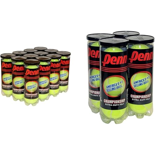 Penn Championship Tennis Balls - Extra Duty Felt Pressurized Tennis Balls + Penn Championship Tennis Balls - Extra Duty Felt Pressurized - 4 Cans, 12 Balls