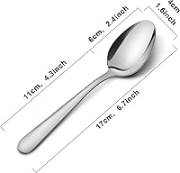 Vista 2 de Juego de 24 cucharas de cena, Funnydin cucharas de acero inoxidable de 6.7 pulgadas cubertería, cucharas de postre duraderas, cuchara de mesa