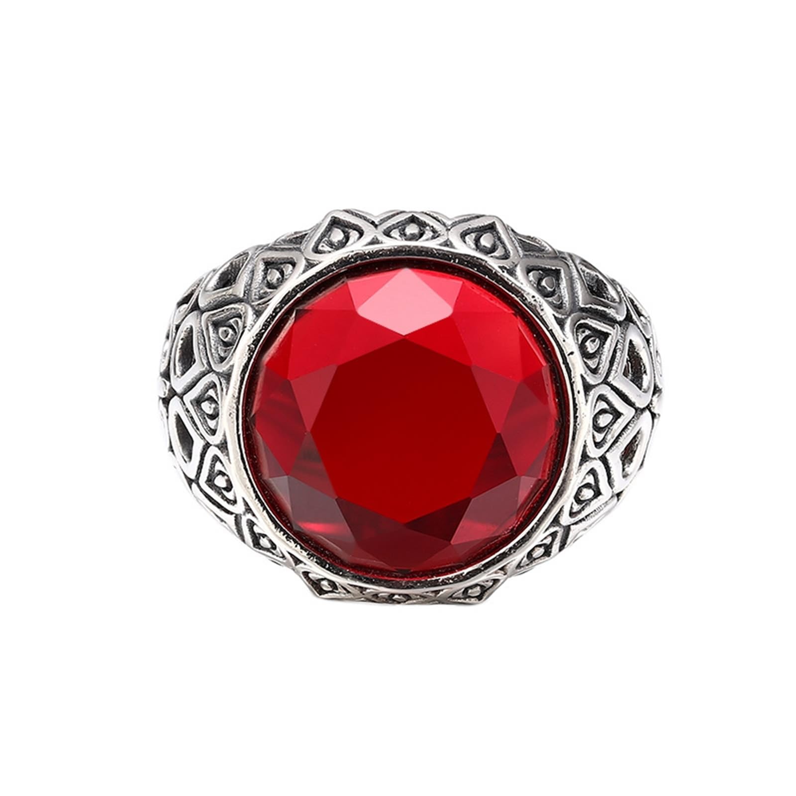 S925 Sterling Silber Freundschaftsringe Herren Wassertropfen | 925er Sterlingsilber Verlobungsring mit Zirkonia Rot Pärchen Ringe Hip-Hop Punk
